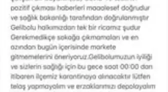 Gelibolu Belediye Başkanı Mustafa Özacar'dan karantina iddiasına yalanlama Açıklaması