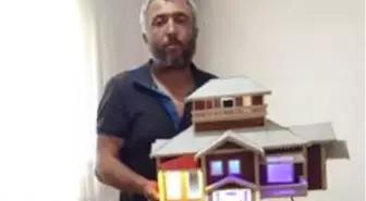 Korona virüs işsiz bırakınca ustalığını maket villa yaparak sergiliyor