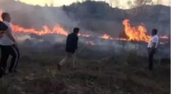 Arazi yangınında kaymakam, belediye başkanı ve ilçe jandarma komutanı tehlike atlattı