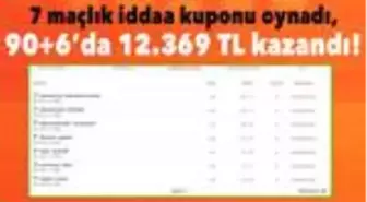 7 maçlık iddaa kuponu oynadı, 90+6'da 12.369 TL kazandı!