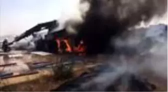 Yangında iş makinesi kullanılamaz hale geldi