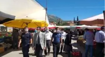 Kaymakam pazarda korona virüs tedbirlerini denetledi
