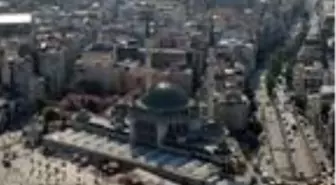(HAVADAN GÖRÜNTÜLERLE) TAKSİM CAMİİ'NDE SONA DOĞRU; YÜZDE 80'İ TAMAMLANDI