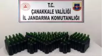 Gökçeada'da 105 litre kaçak içki ele geçirildi