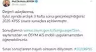 ÖSYM Başkanı Aygün: KPSS Lisans sonuçları açıklanmıştır