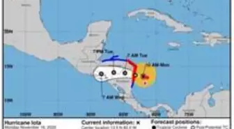 Iota Kasırgası'nın kategori 5 seviyesinde Orta Amerika'yı vurması bekleniyor