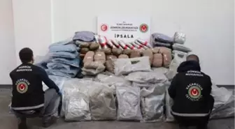 İpsala'da, TIR dorsesinin tabanına gizlenen 257 kilo esrar bulundu