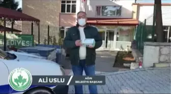 Ağın ilçesinde drone ile maske dağıtıldı