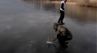 Önce buzun kalınlığını ölçtüler, sonra kaydılar