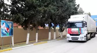 Kardeş ülke Azerbaycan'a gönderilen yardım tırı ulaştı