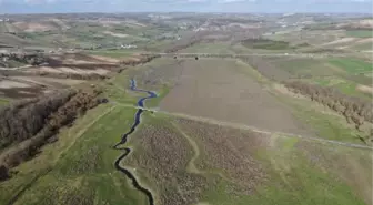 (Havadan fotoğrafla) Sazlıdere'de sular çekildi, koyunların otladığı barajda köprü kalıntıları ortaya çıktı