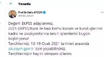 2021 EKPSS için tercih işlemleri başladı