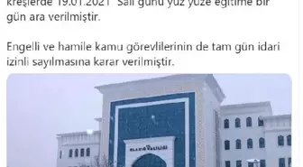 Elazığ'da kar nedeniyle yüz yüze eğitime bir gün ara verildi