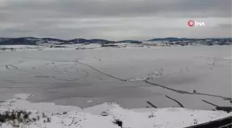 SAMSUN-ÖZEL-DRONE) 870 hektarlık göl buz tuttu
