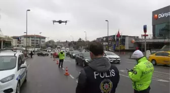 Üsküdar'da trafikte ihlal yapanlar dron ile yakalandı