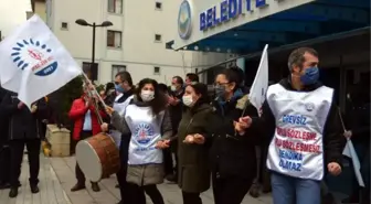 AVCILAR BELEDİYESİ ÖNÜNDE MEMURLARDAN HALAYLI EYLEM