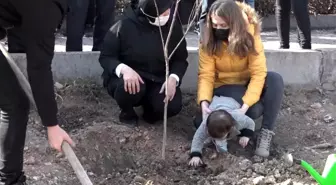 2 yaşındaki Hızır Efe babasının öldürdüğü annesi adına dikilen ağaca toprak atması yürekleri dağladı