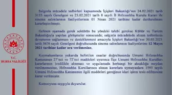 Son dakika haberleri: Bursa'da sinema salonlarının açılması 12 Mayıs'a ertelendi