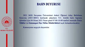 Nilüfer ve Osmangazi Nüfus Müdürlükleri pazar günü açık olacak