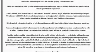 Ağrı Belediyesi, HDP Milletvekili Koç'un belediyeden işçi çıkarıldığı yönündeki iddialarını yalanladı