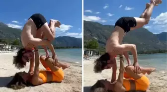 Zeynep Tokuş ile Boran Kuzum'dan 'acro yoga' denemesi