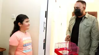 Muhabbet kuşu kaçan küçük Melisa'ya belediye başkanından sürpriz