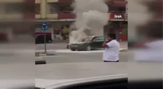 Seyir halindeki resmî araç alev aldı