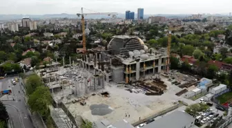 İnşaatı devam eden Levent Cami drone ile havadan görüntülendi