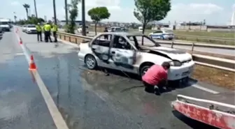 Refüje çarparak yanan otomobilin sürücüsü ağır yaralandı