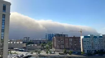 Rusya'nın Hazar Denizi kıyılarını kum fırtınası vurdu