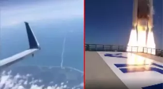 Yolcu uçağından dışarı bakan yolcular şaşkına döndü! Fırlatılan roketi saniye saniye görüntülediler