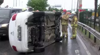 Kağıthane'de takla atan otomobilden burnu bile kanamadan çıktı