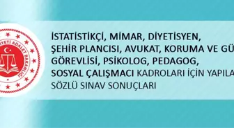 İstatistikçi, Mimar, Diyetisyen, Şehir Plancısı, Avukat, Koruma ve Güvenlik Görevlisi, Psikolog, Pedagog, Sosyal Çalışmacı Kadroları İçin Yapılan...