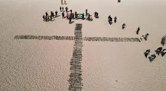 Copacabana Plajı'na Covid-19'dan ölenler anısına 500 gül dikildi