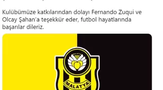 Yeni Malatyaspor'dan sözleşmeleri sona eren Fernando Zuqui ve Olcay Şahan'a teşekkür