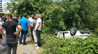 Yürekleri ağza getirdiler! Sürücü adayının kullandığı araç ters döndü