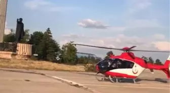 Konya'da ambulans helikopter felç geçiren hasta için havalandı