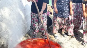 AK Parti Çanakkale Milletvekili İskenderoğlu köyde salça kaynattı