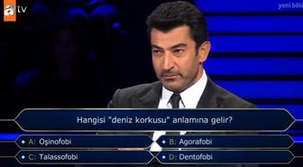(Hangisi deniz korkusu anlamına gelir) Kim Milyoner Olmak İster 1 Ekim Sorusu Cevabı Nedir? Kim Milyoner Olmak İster 100 Bin TL'lik soru!