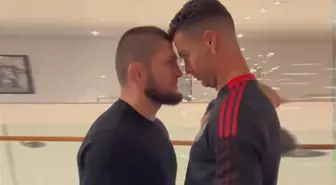 İki efsane burun buruna geldi! Khabib ile Ronaldo'nun o anlarına yağmur gibi beğeni yağdı