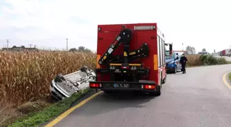 Takla atan lüks otomobilden burnu bile kanamadan çıktı