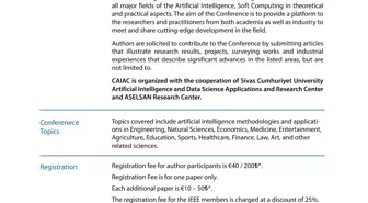 CAIAC'2021 International Cumhuriyet Artificial Intelligence Applications Conference