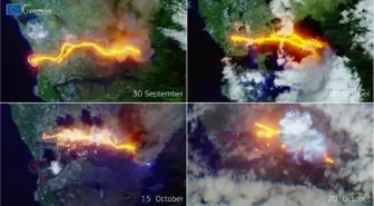 La Palma Adası'ndaki Cumbre Vieja Yanardağı'nın uzaydan fotoğrafları paylaşıldı