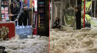 Gece yarısı patlayan su borusu şehrin altını üstüne getirdi! Caddeyi su bastı, haberi alan esnaf dükkanına koştu