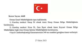 Sinop Orman Bölge Müdürlüğü kuruldu