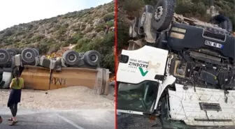 Ters dönen hafriyat kamyonunun sürücüsü öldü