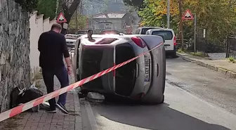 Sarıyer'de otomobilin devrildiği kazada sürücü yaralandı