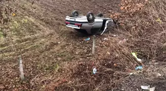 Yoldan çıktı, takla atarak tarlaya uçtu