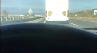 Çevre yolunu yarış pisti sanan otobüs sürücüsü böyle görüntülendi