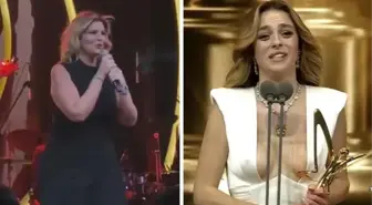 Sahneye çıkıp şarkı söyleyen Pelin Öztekin, Melis Sezen'in sözlerini tiye aldı: Mikrofonu tutuyorum çünkü elimde